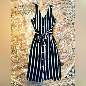 NWT Linen Black & White Striped Dress